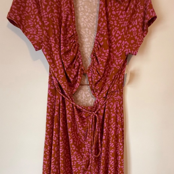 NWT Free People Dress Mini Pink and Rust - Picture 2 of 7